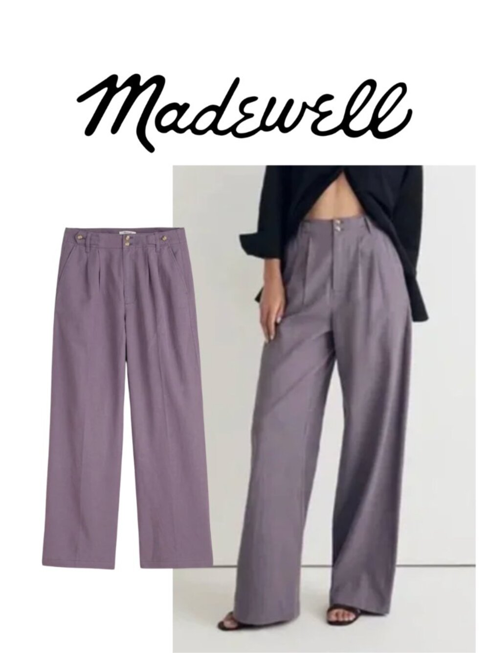 Madewell | Harlow Wide-Leg Pant (Smokey Grape) | Size 2 TALL/LONG